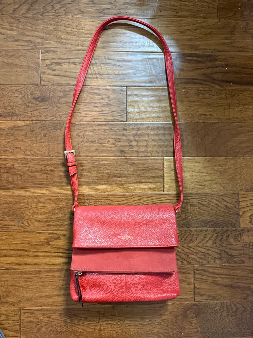 Tignanello Red Crossbody Leather Shoulder Bag